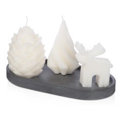 Свечи на подставке "Олень, шишка, елочка"