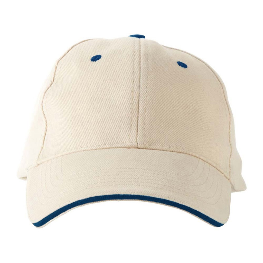 Бейсболка "New Castle" 6-ти панельная, натуральный/синий