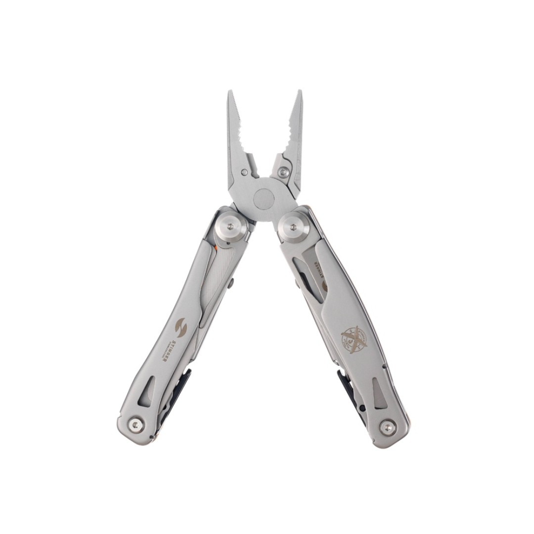 Мультитул Stinger, 106 мм, 15 функций, сталь/АБС-пластик, оранжевый, в комплекте нейлоновый чехол