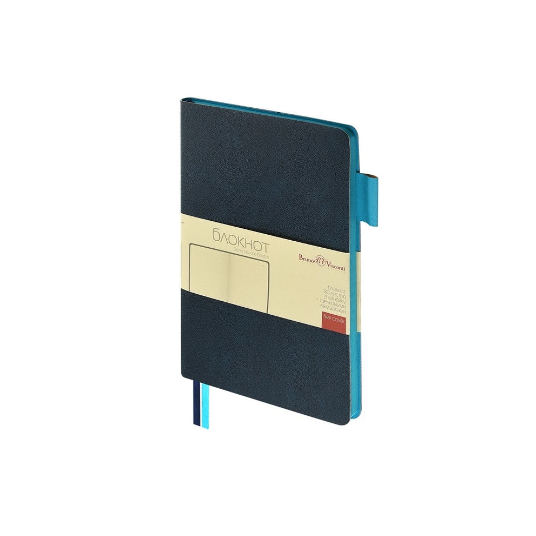 Блокнот А5 "Boston", темно-синий с голубым срезом