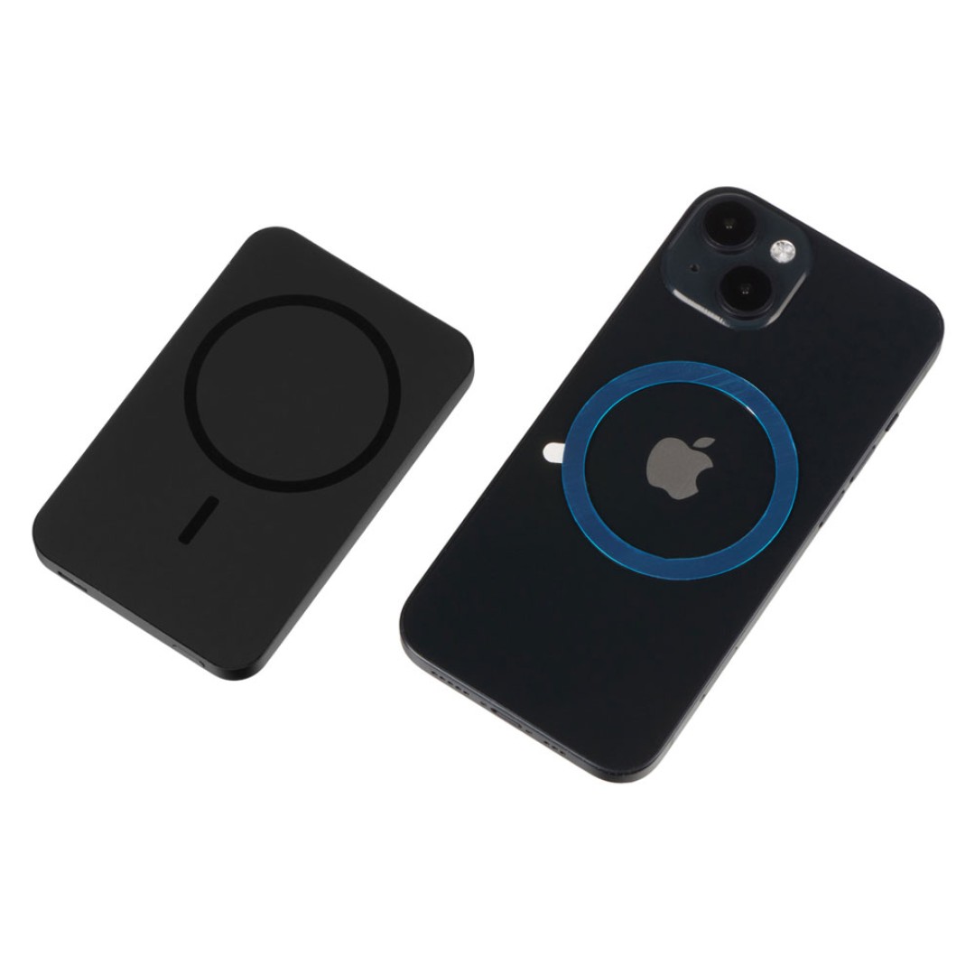 Магнитный беспроводной внешний аккумулятор "Razor", 5000 mAh, металл, черный (Р)