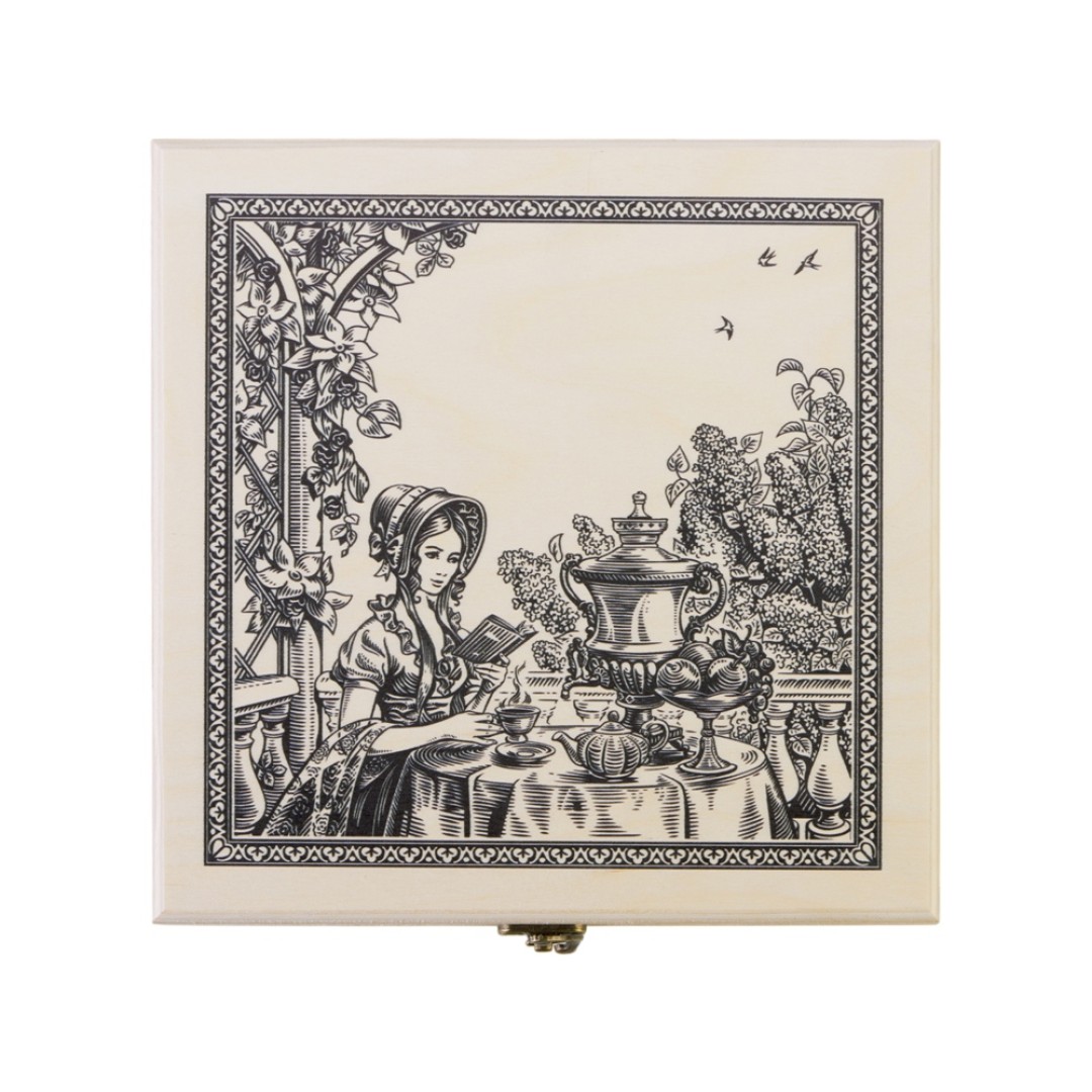 Подарочный набор с чаем «Чайный букет» в деревянной шкатулке, натуральный