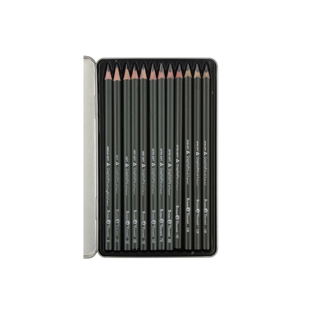 Набор чернографитовых карандашей  "Sketch & Art" ,12 шт. b-14b,  металлическая коробка с ложементом