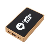 Внешний аккумулятор с подсветкой лого «Reedia S2», 5000 mAh, бамбук, черный