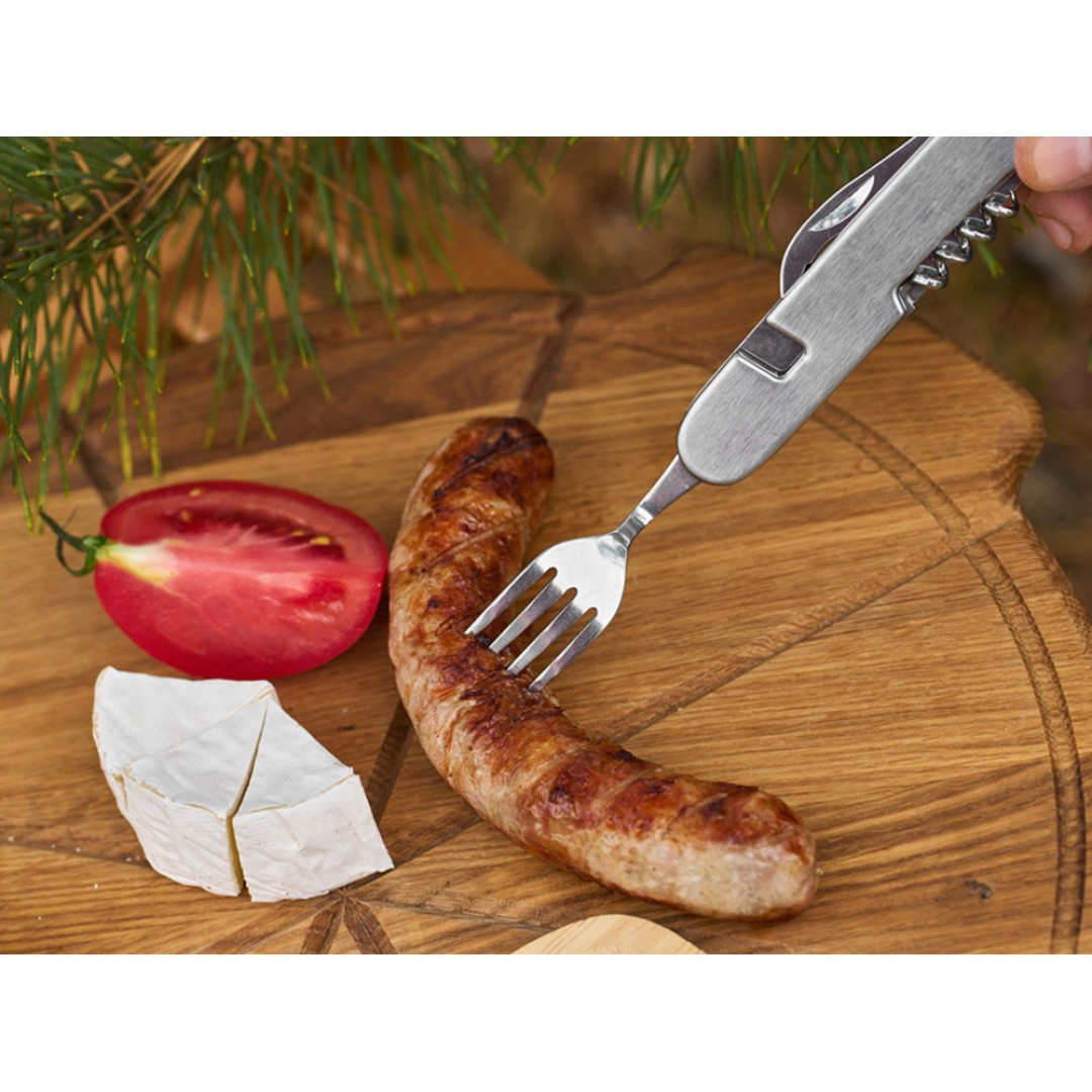 Нож перочинный Stinger, 109 мм, 8 функций, материал рукояти: нержавеющая сталь (серебристый)