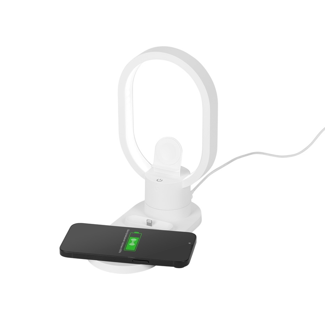 Беспроводная зарядная станция 4-в-1 "Portal" c лампой, 15 Вт, белый