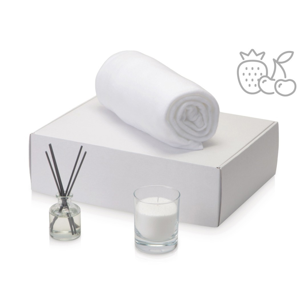 Подарочный набор White light 2.0 с пледом, диффузором, насыпной свечой