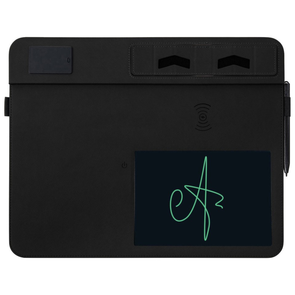 Многофункциональный коврик для мыши «Multi Pad» с беспроводной зарядкой и LCD экраном, 10 Вт, черный