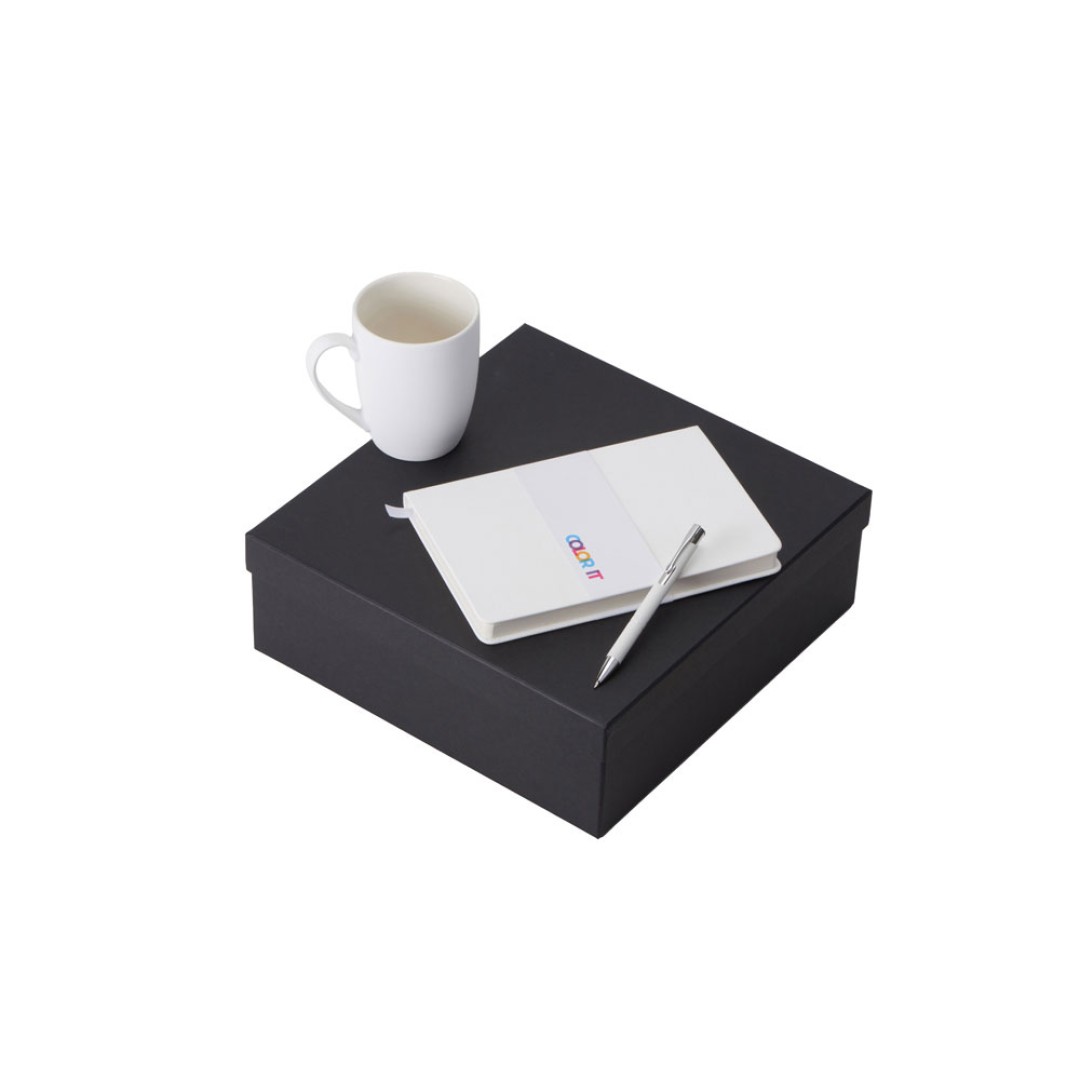 Подарочный набор с блокнотом С2, металлической ручкой и кружкой, белый