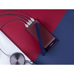 Внешний аккумулятор Rombica NEO ARIA Maroon, 10000мАч, Soft-touch, PD, QCharge, Type-C, бордовый/син