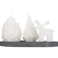 Свечи на подставке "Олень, шишка, елочка"