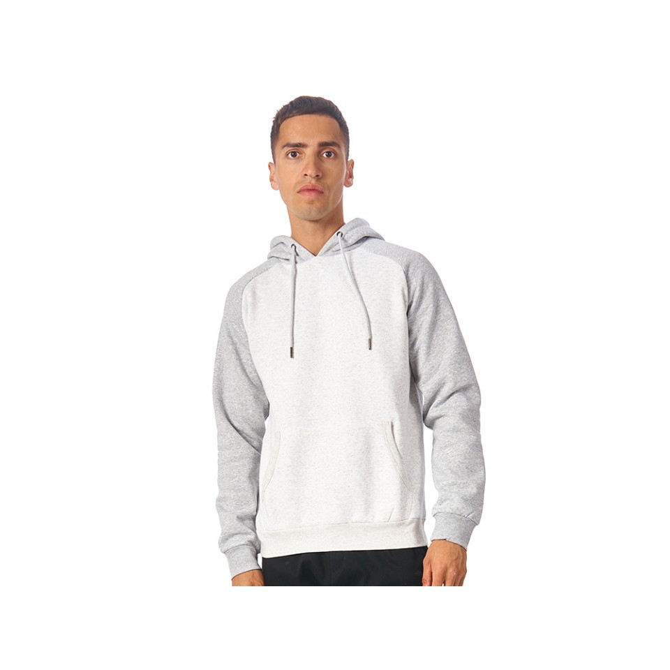 Толстовка с капюшоном «Dublin» мужская, серый меланж/белый меланж