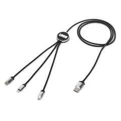 Кабель 3-в-1 с подсветкой логотипа "Ion", черный