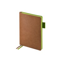 Ежедневник А5 датированный "Boston" 2026, коричневый с салатовым обрезом