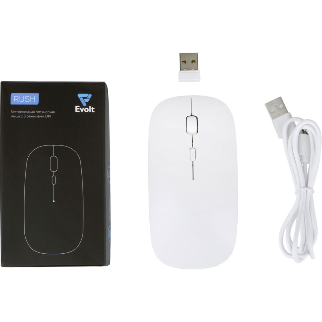 Беспроводная мышь с 3 режимами DPI "Rush", белый