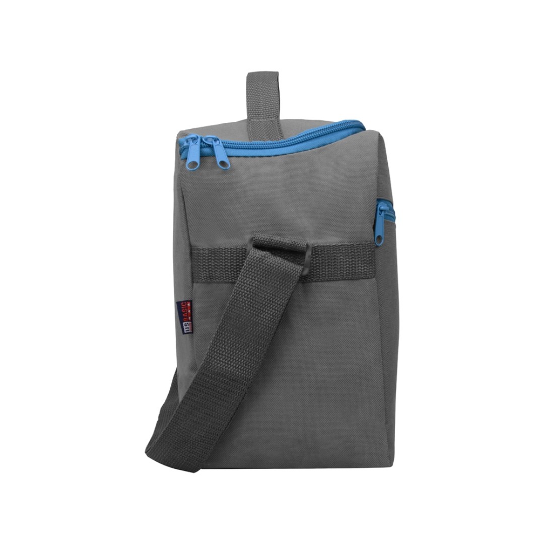 Изотермическая сумка-холодильник "Classic" c контрастной молнией, серый/голубой