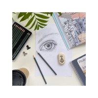 Набор чернографитовых карандашей  "Sketch & Art" ,12 шт. 2h-9b, металлическая коробка с ложементом