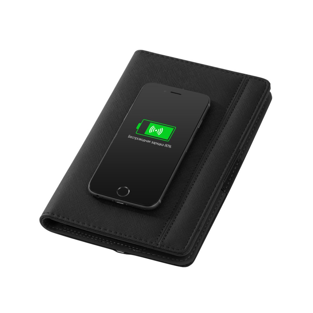 Органайзер с функцией беспроводной зарядки "Manner", 5000 mah, черный