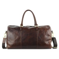Сумка дорожная Mano "Don Leon", натуральная кожа в коричневом цвете, 50 х 27 х 24 см