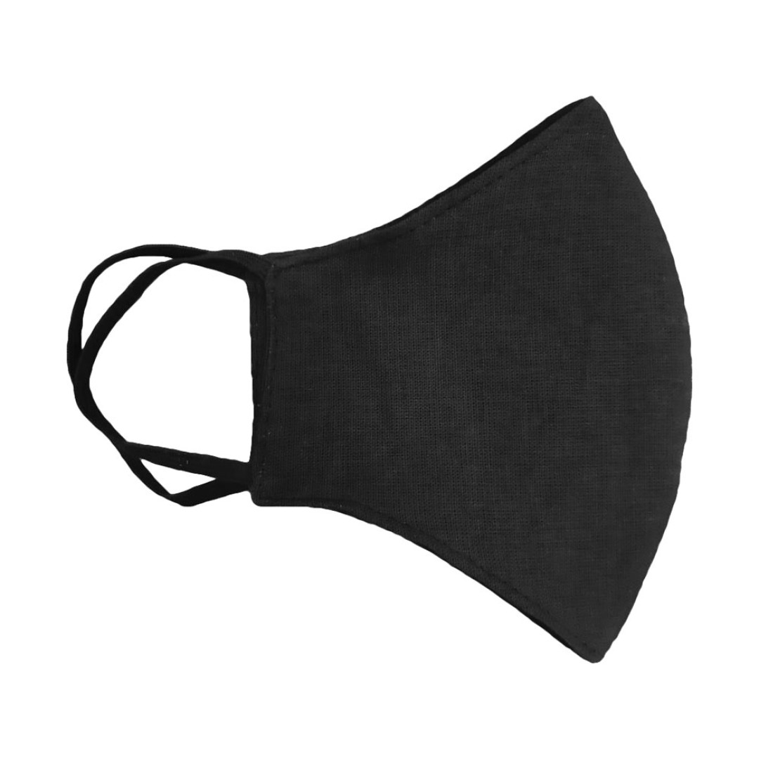 Маска для лица многоразовая из хлопка, анатомической формы, черный