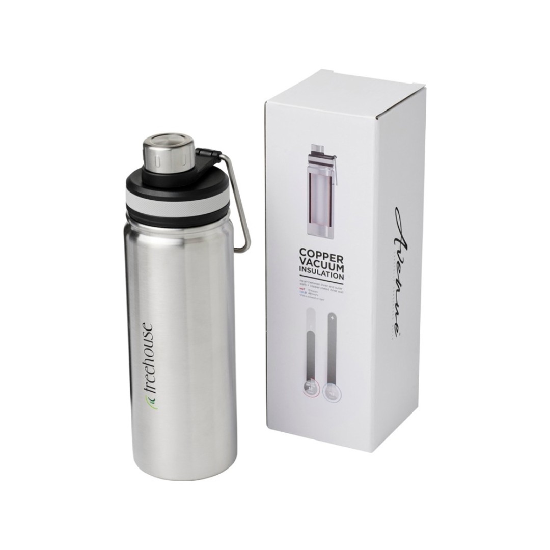 Спортивная бутылка Gessi объемом 590 мл с медной вакуумной изоляцией, серебристый