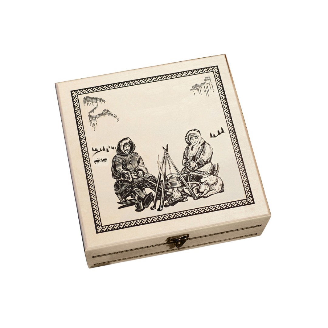 Подарочный набор c чаем "Сокровища Севера" в деревянной шкатулке без лого