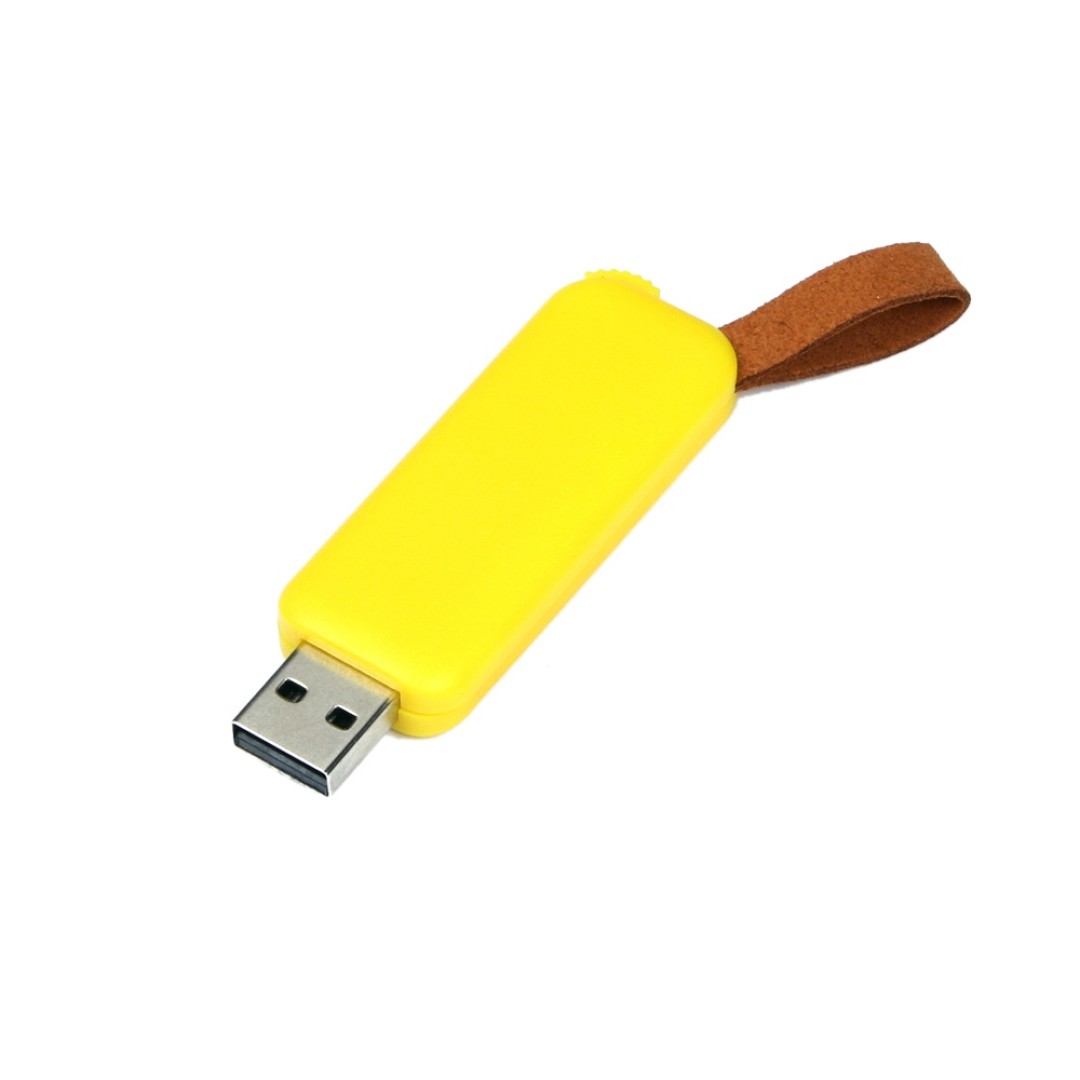 USB-флешка промо на 128 Гб прямоугольной формы, выдвижной механизм, желтый
