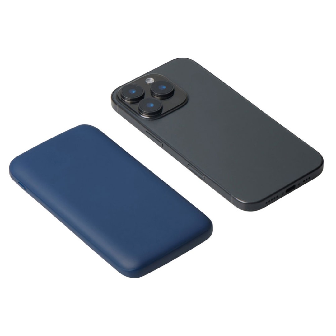 Набор из внешнего акуумулятора и универсального кабеля с подсветкой лого «Reserve LED», 10000mAh, темно-синий