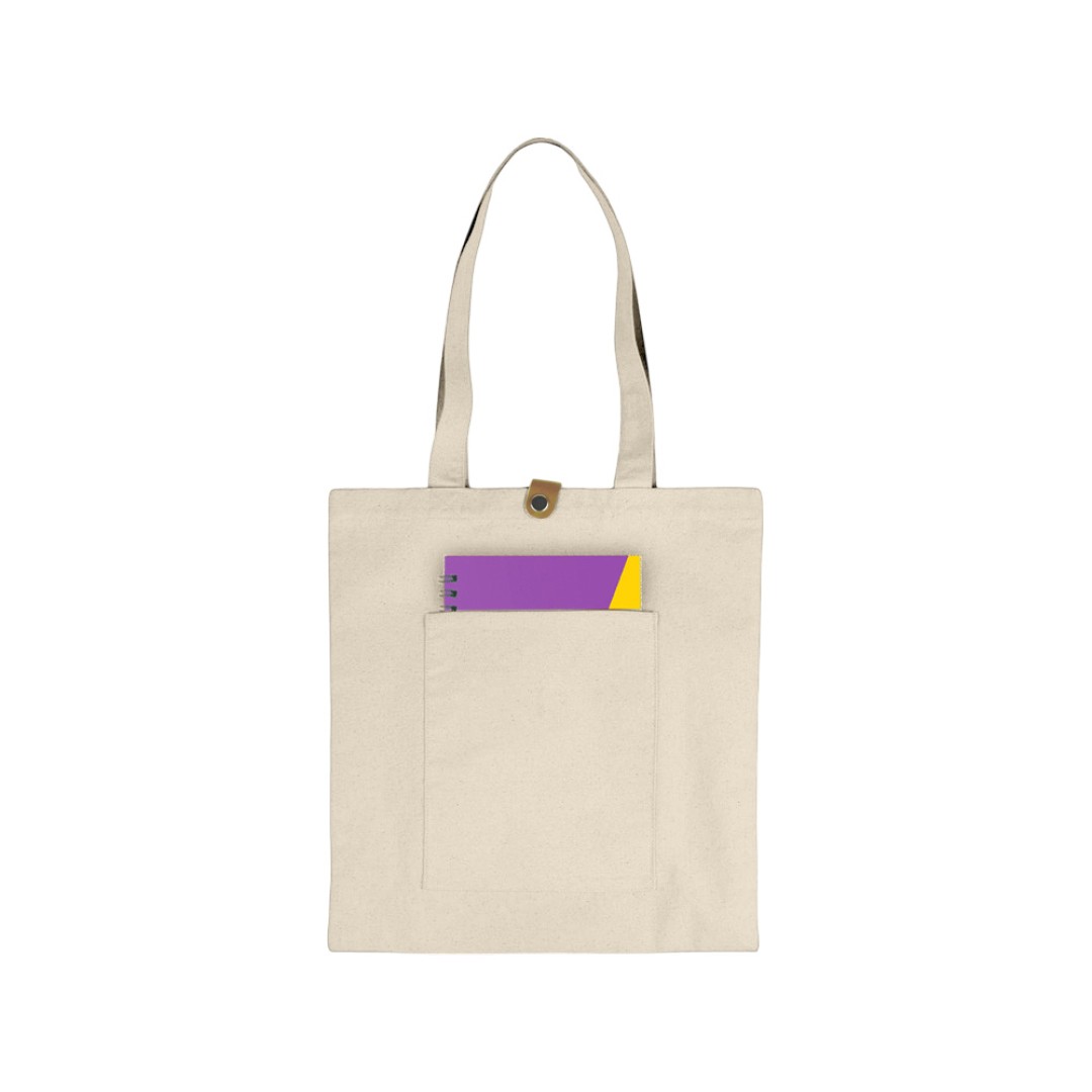 Сумка Clip из хлопка 340 г/м2 с застежкой из экокожи, натуральный