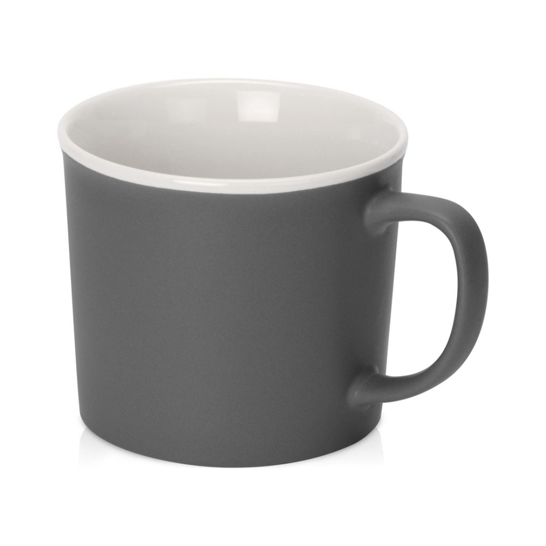 Матовая кружка Nancy 360 мл цветная снаружи, белая внутри, серый