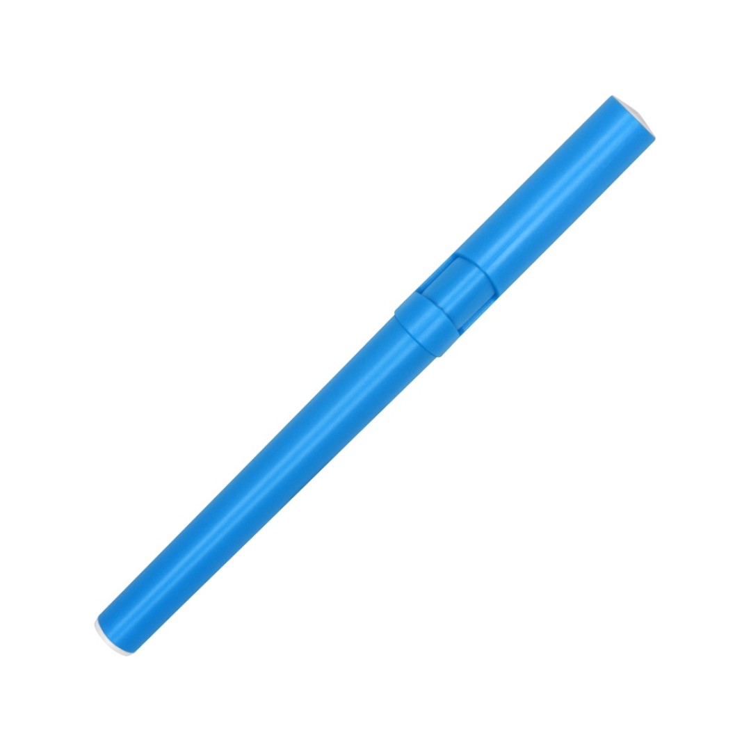 Ручка пластиковая шариковая трехгранная «Nook» с подставкой для телефона в колпачке, голубой/белый