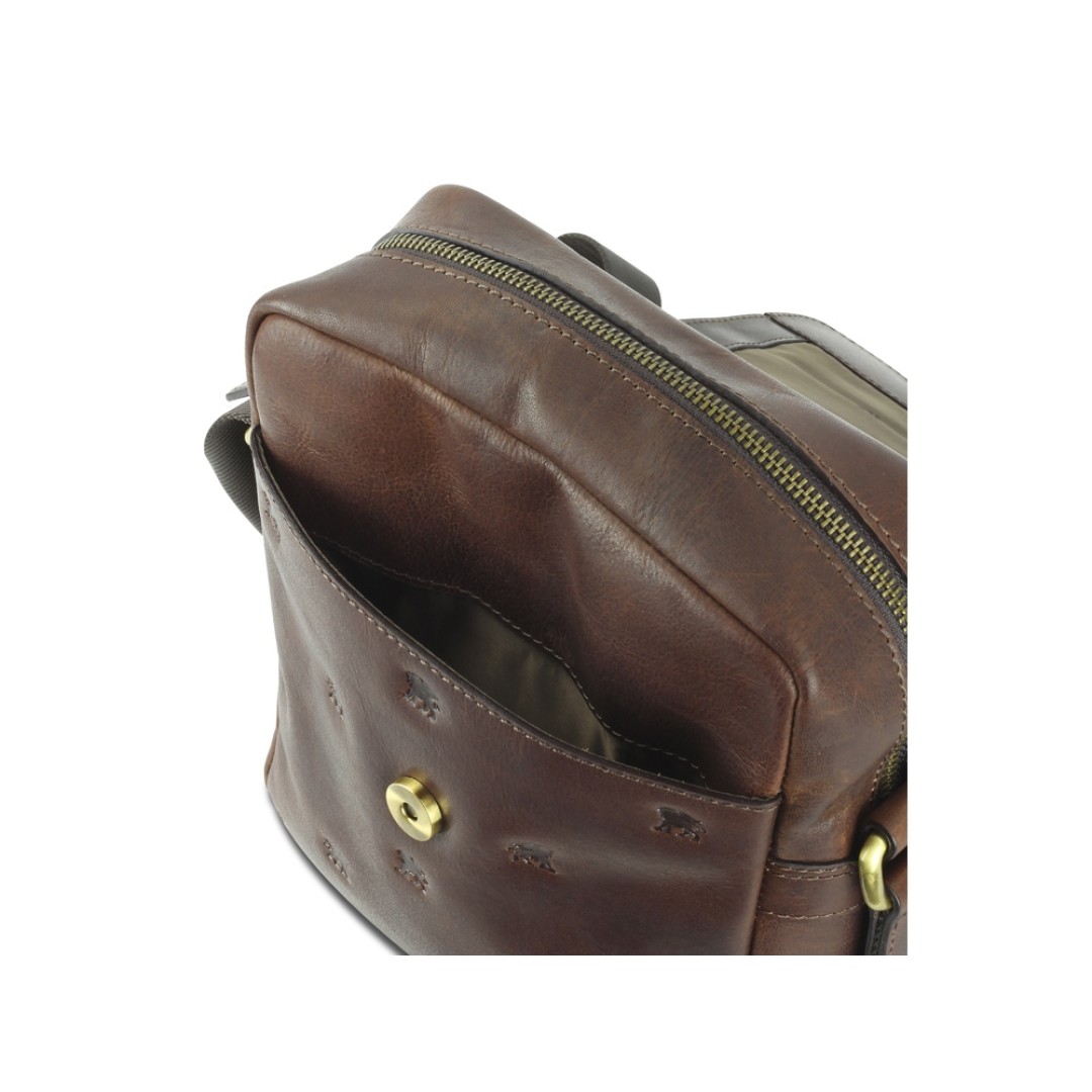 Сумка через плечо Mano "Don Leon", натуральная кожа в коричневом цвете, 20 х 25 х 8 см