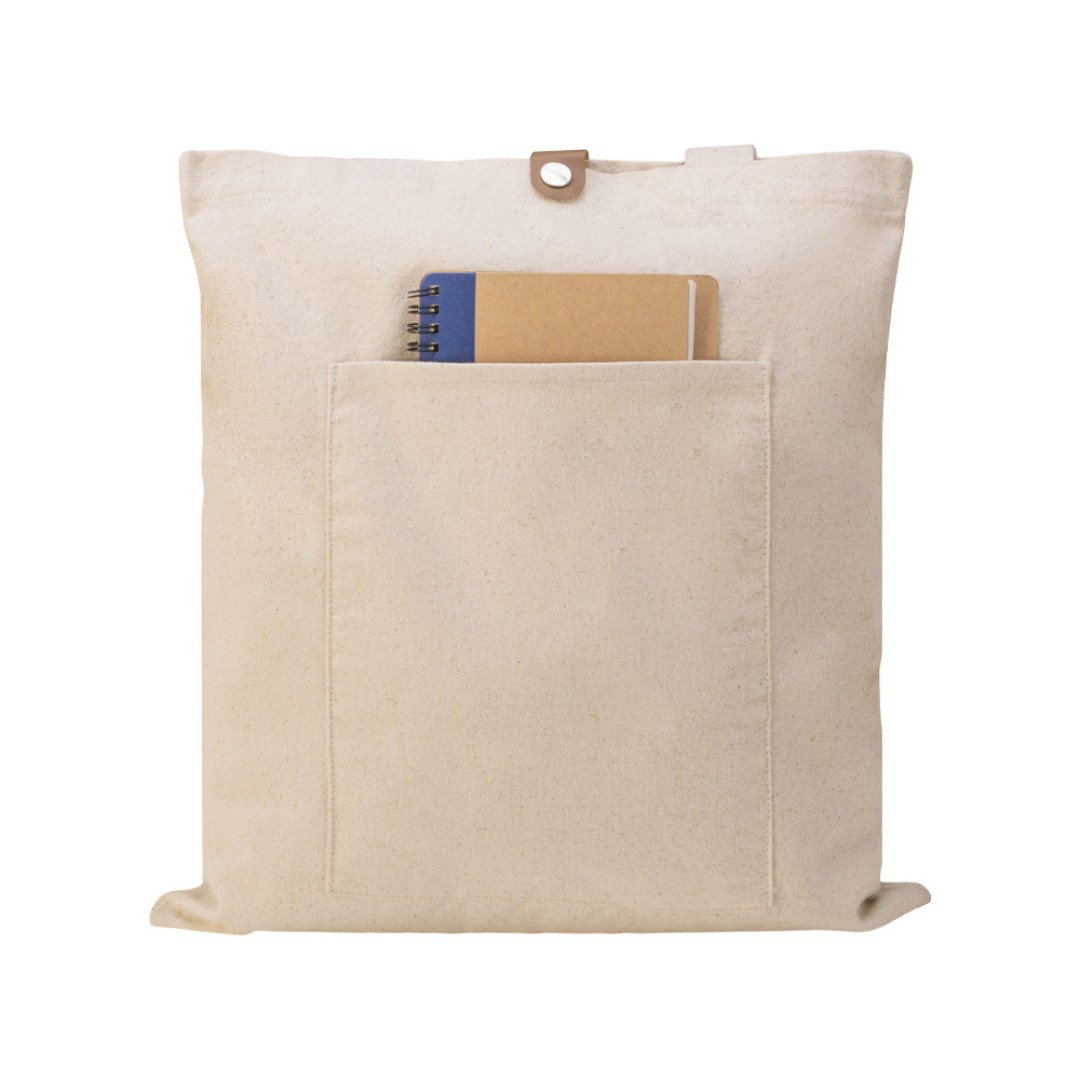 Сумка Clip из хлопка 340 г/м2 с застежкой из экокожи, натуральный