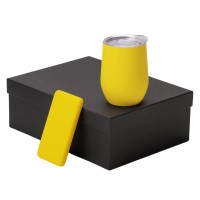 Подарочный набор с термокружкой и повербанком С2, 10000 mAh, желтый