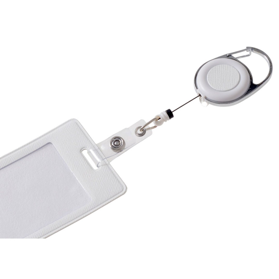 Бейдж с рулеткой-карабин "Favor", белый