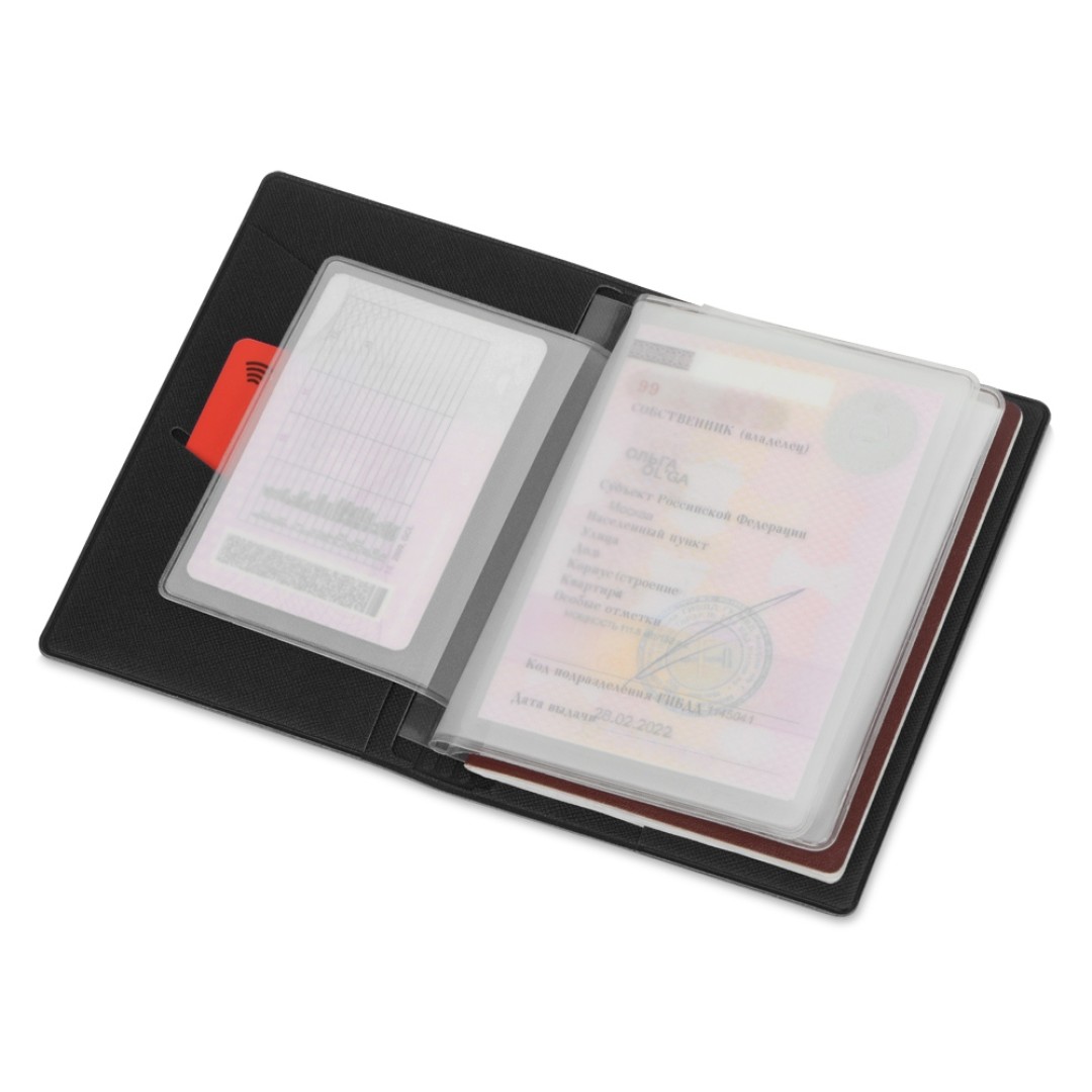 Классическая обложка для автодокументов "Favor", черная