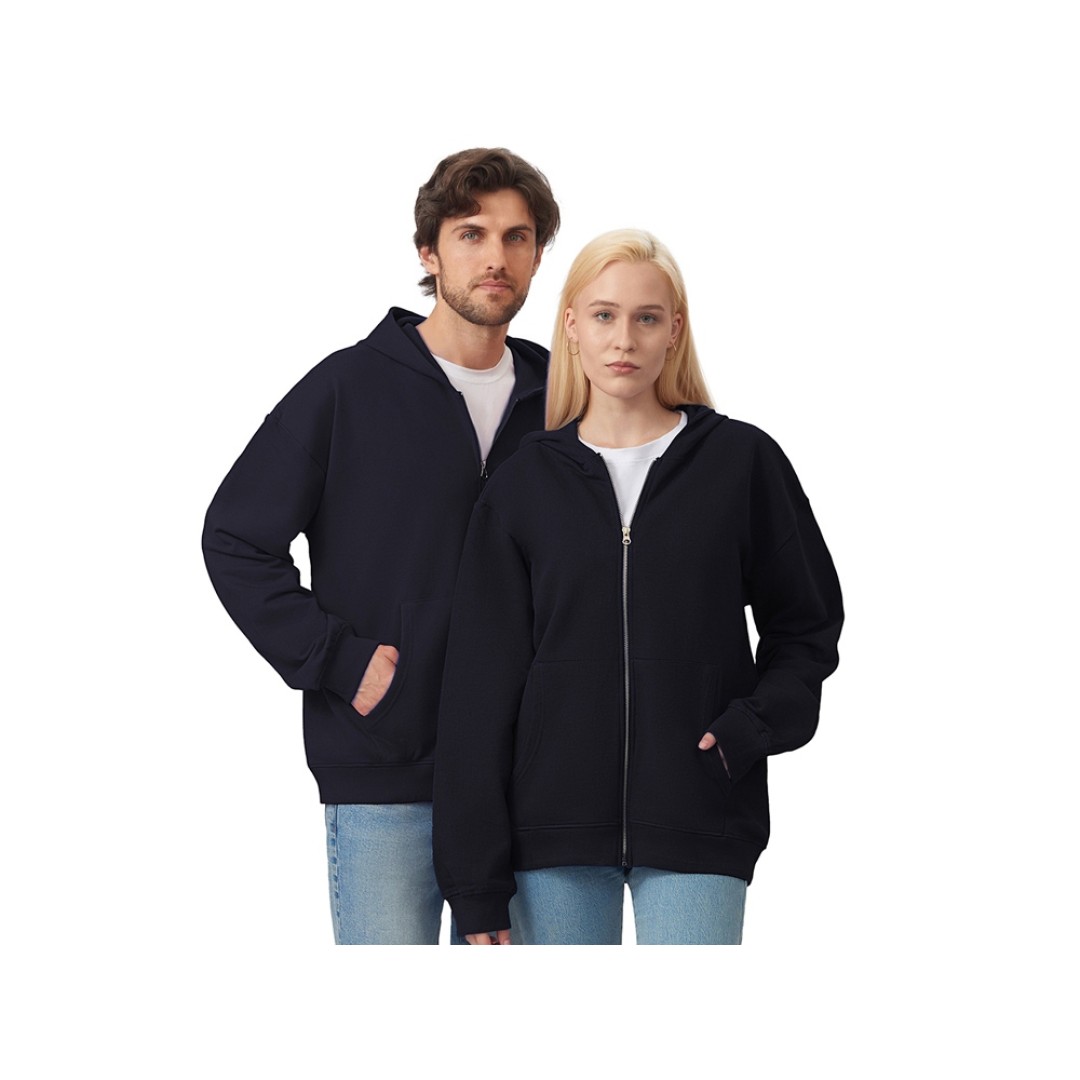 Толстовка оверсайз с капюшоном на молнии «Monaco», темно-синий