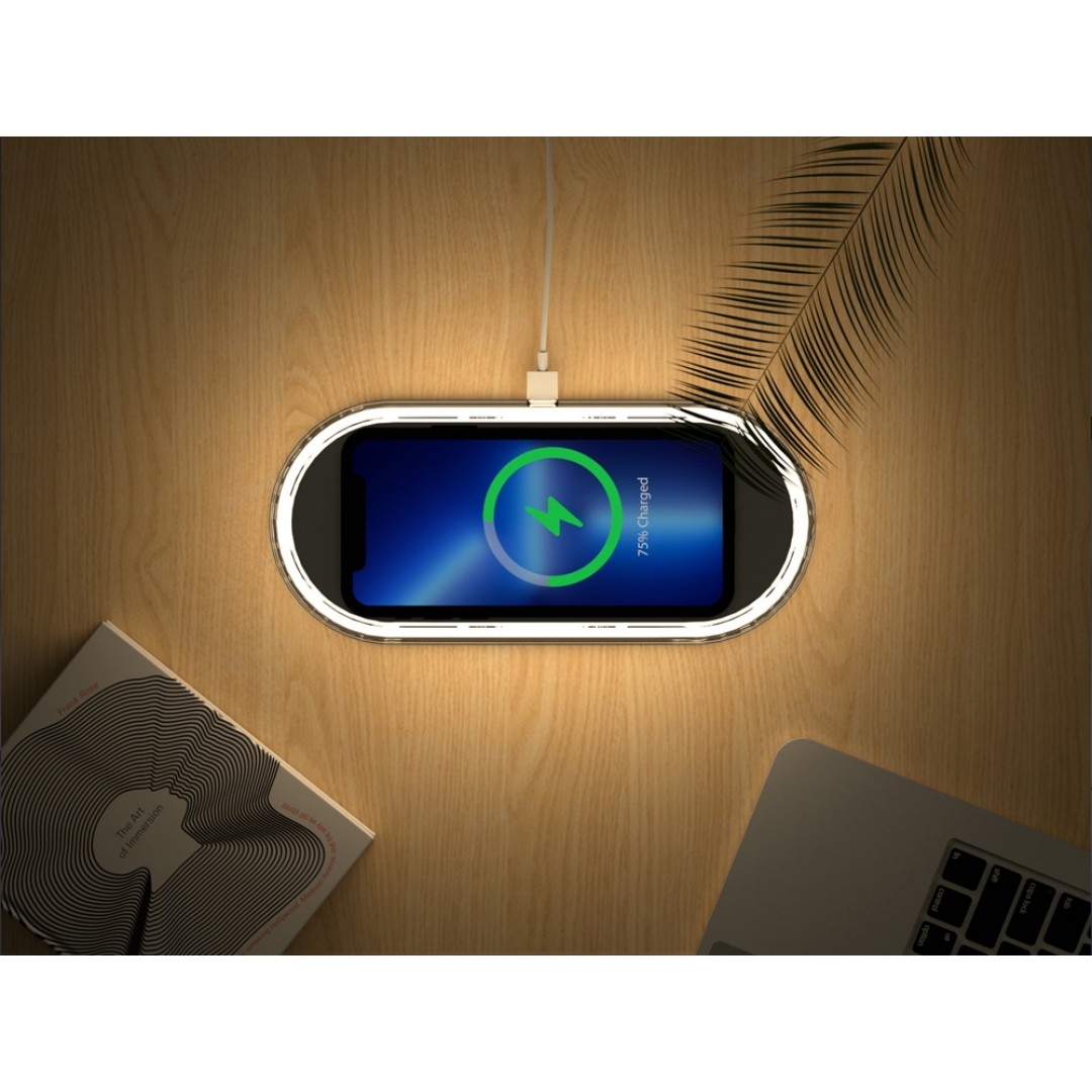 Ночник с беспроводной зарядкой и RGB подсветкой "Miracle", 15 Вт, белый