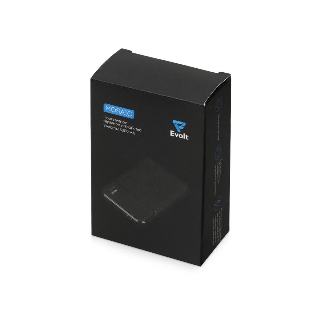 Внешний аккумулятор Evolt "Mosaic", 5000 mAh, черный