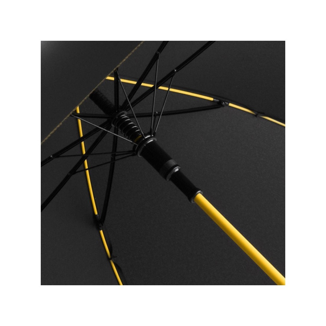 Зонт-трость 1084 Colorline с цветными спицами и куполом из переработанного пластика, черный/желтый