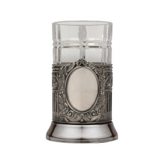 Подстаканник с хрустальным стаканом Базовый-М, серебристый/прозрачный