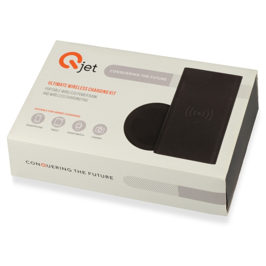 Портативный набор с беспроводным зарядным устройством (power bank) "Force", 8000 mAh