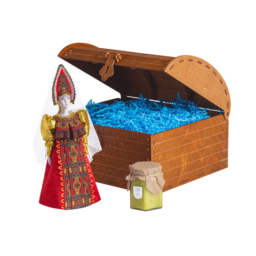 Подарочный набор: кукла фарфоровая, крем-мед, красный