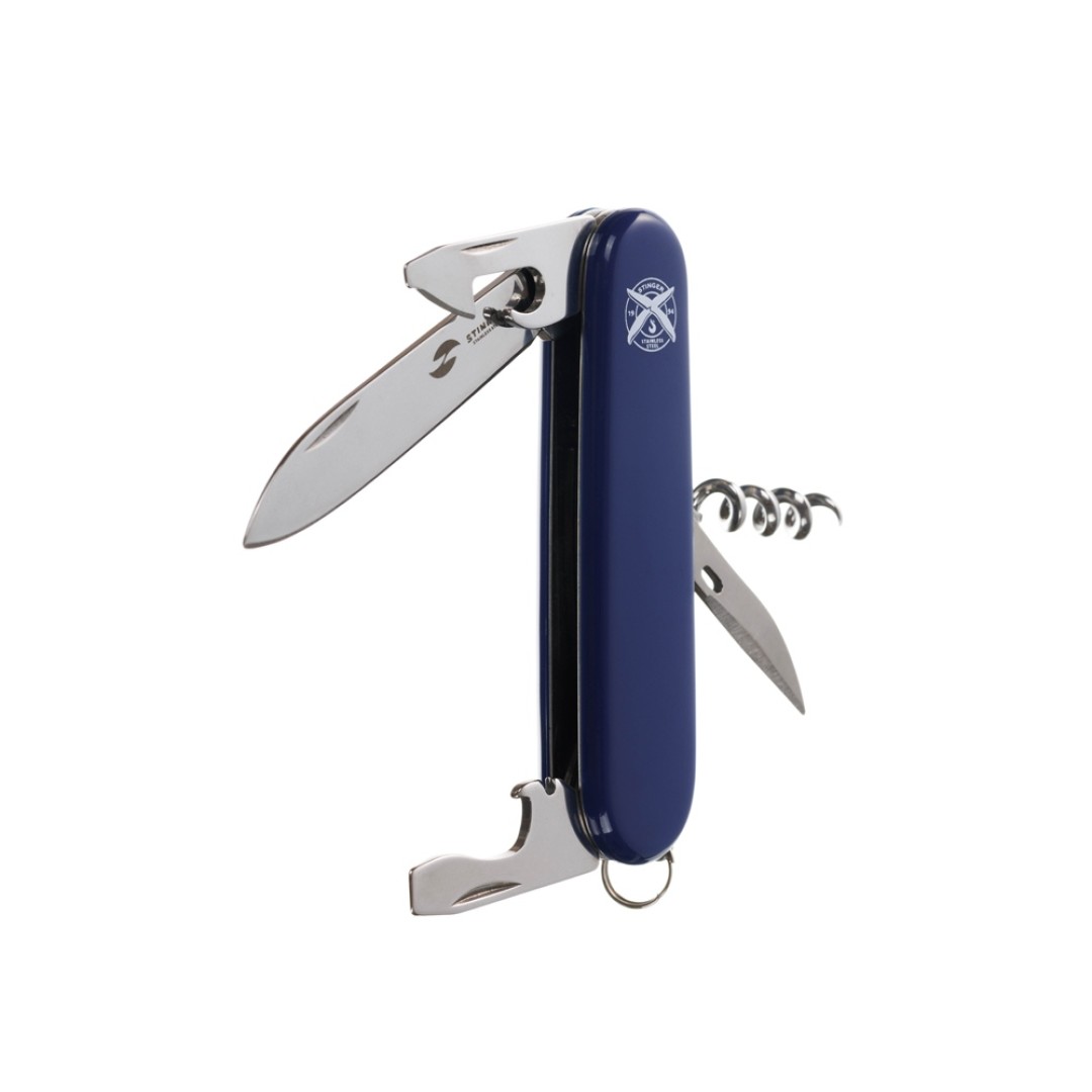 Нож перочинный Stinger, 90 мм, 10 функций, материал рукояти: АБС-пластик (синий)