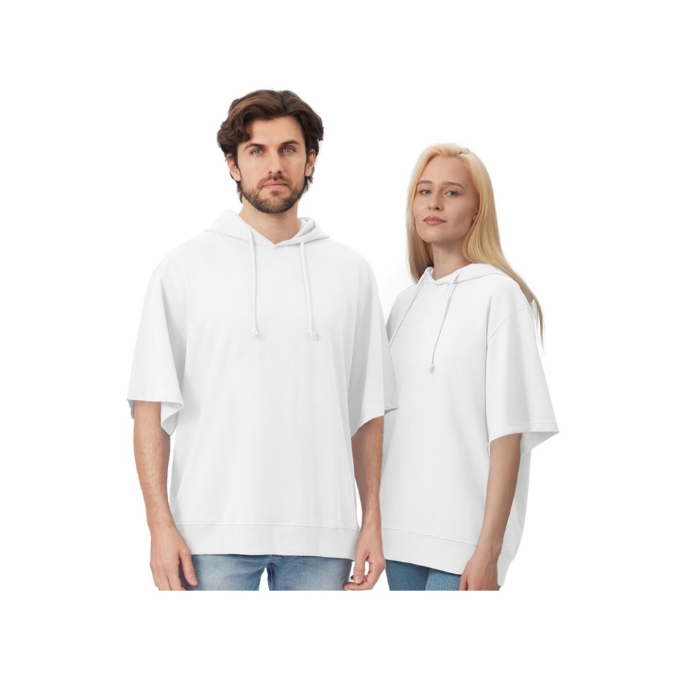 Худи оверсайз с коротким рукавом «Warsaw» унисекс, белый