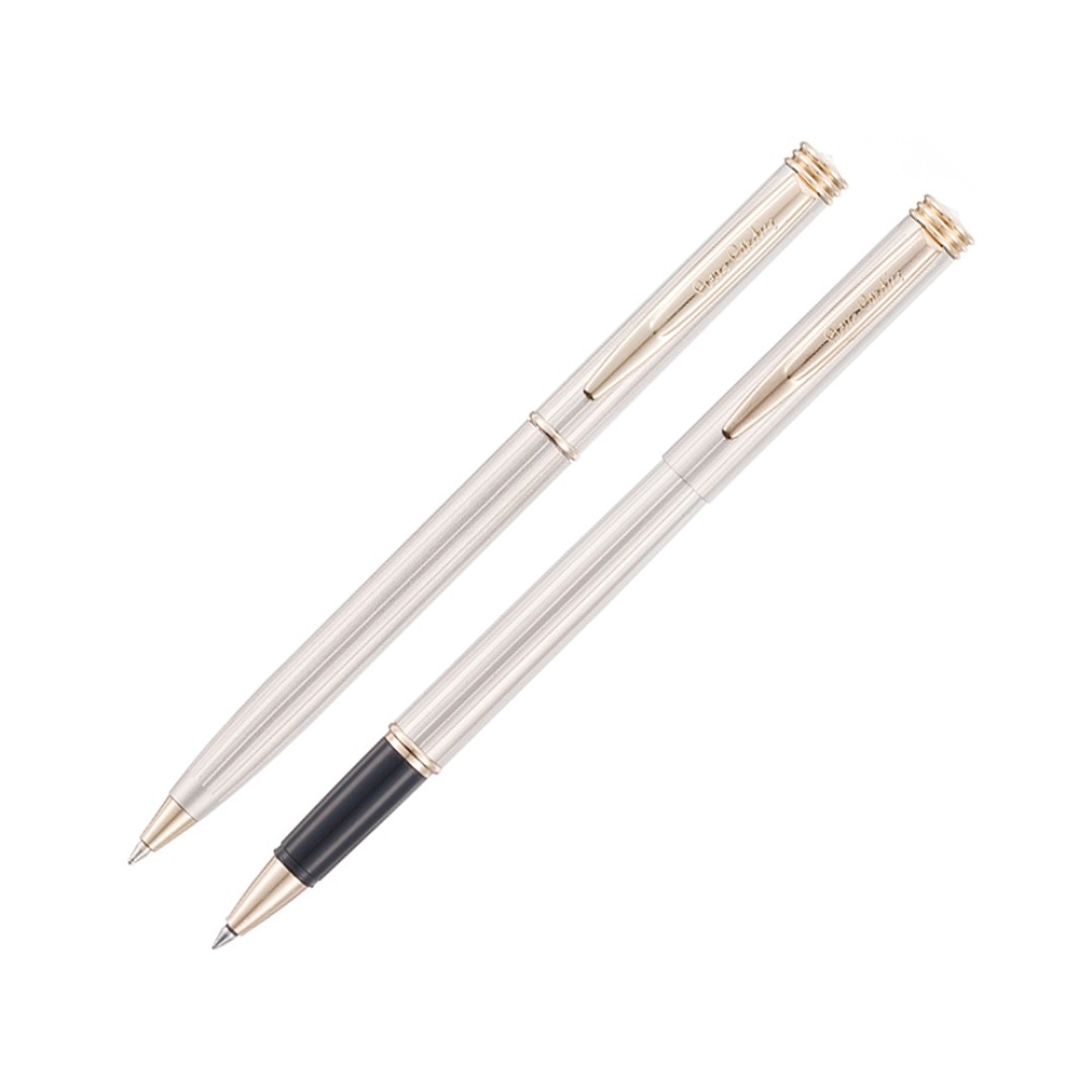 Набор Pierre Cardin PEN&PEN: ручка шариковая + роллер. Цвет - серебристо-бежевый. Упаковка Е.