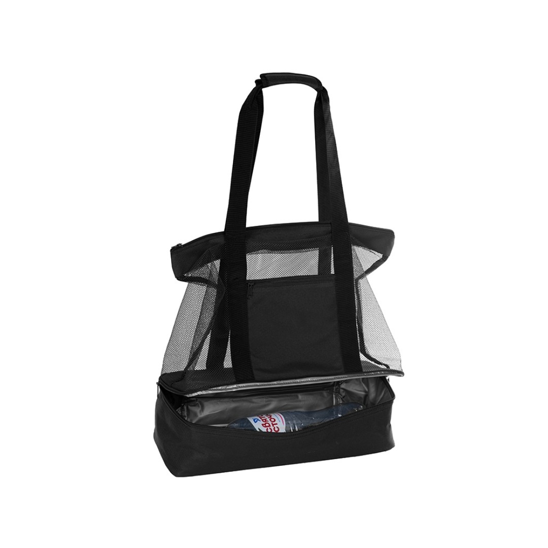Сумка для шопинга и пляжа «Coolmesh» с изотермическим отделением внизу, черный
