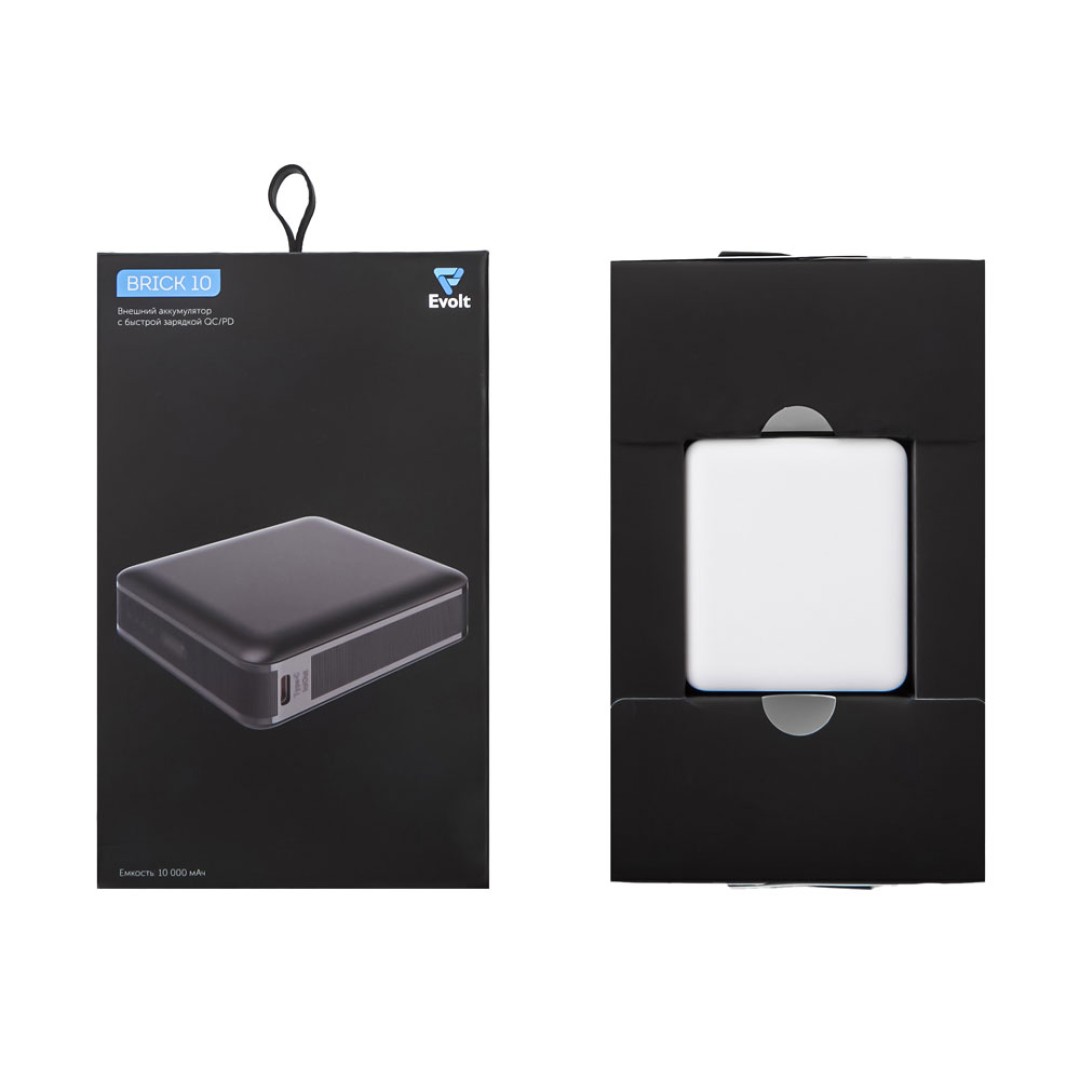 Внешний аккумулятор «Brick 10» с быстрой зарядкой QC/PD, 10000 мАч, белый