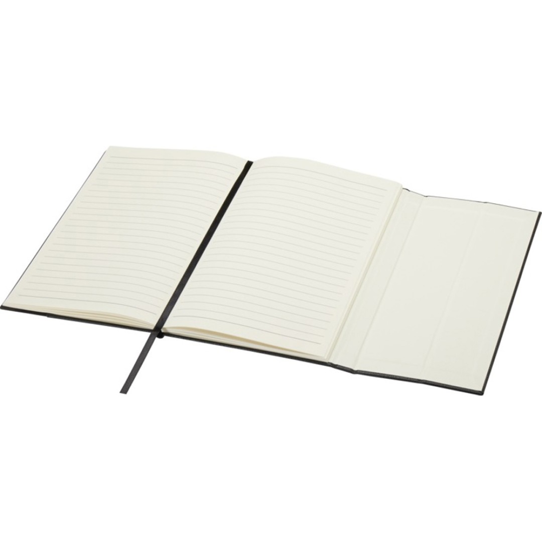 Блокнот Alejandra формата А5 с твердой обложкой из переработанной кожи - сплошной черный