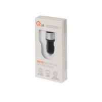 Адаптер автомобильный USB с функцией быстрой зарядки QC 3.0 "TraffIQ", черный/серебристый